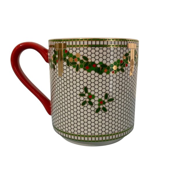 Anthropologie Festive Bistro Tile Mug Monogram Letter "S" - Picture 2 of 7